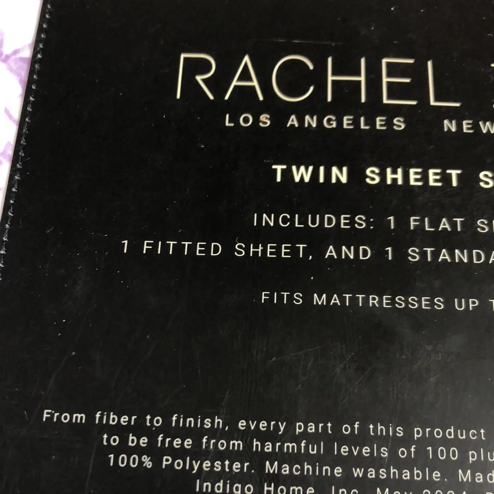 Rachel Zoe Purple & White FLORAL and BOW Twin Sheet Set